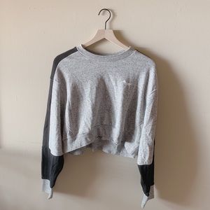 PINK grey crop top weatshirt